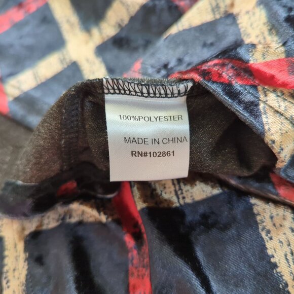 Paris Hues Womens Velvet‎ Blouse M Long Sleeve Button-Up Shirt Leopard Checkered - Picture 7 of 12